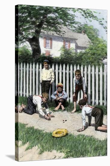 Boys Playing a Game of Marbles in a Small Town, Early 1900s-null-Stretched Canvas