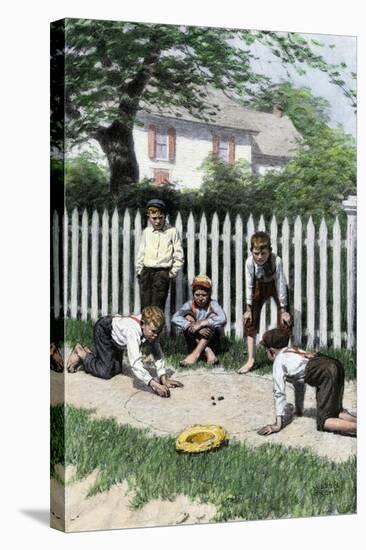 Boys Playing a Game of Marbles in a Small Town, Early 1900s-null-Stretched Canvas