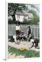 Boys Playing a Game of Marbles in a Small Town, Early 1900s-null-Framed Giclee Print