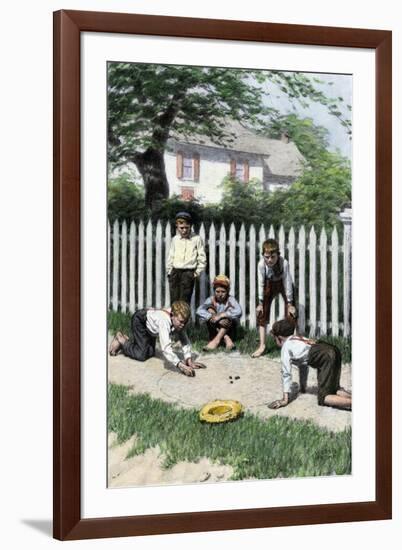 Boys Playing a Game of Marbles in a Small Town, Early 1900s-null-Framed Giclee Print