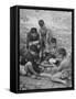 Boys Playing Cards on Steps in Town-Dmitri Kessel-Framed Stretched Canvas