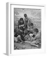 Boys Playing Cards on Steps in Town-Dmitri Kessel-Framed Photographic Print