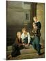 Boys playing dice in front of Christiansborg palace in Copenhagen.-Constantin Hansen-Mounted Giclee Print