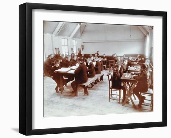 Boys Playing Dominoes and Reading at the Boys Home Industrial School, London, 1900-null-Framed Premium Photographic Print