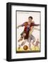 Boys Playing Football in Spanish Team Colours-null-Framed Photographic Print