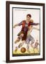 Boys Playing Football in Spanish Team Colours-null-Framed Photographic Print