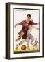 Boys Playing Football in Spanish Team Colours-null-Framed Photographic Print