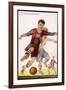 Boys Playing Football in Spanish Team Colours-null-Framed Photographic Print