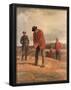 Boys Playing Golf on Hill (Painting) Sport Art Print Poster-null-Framed Poster