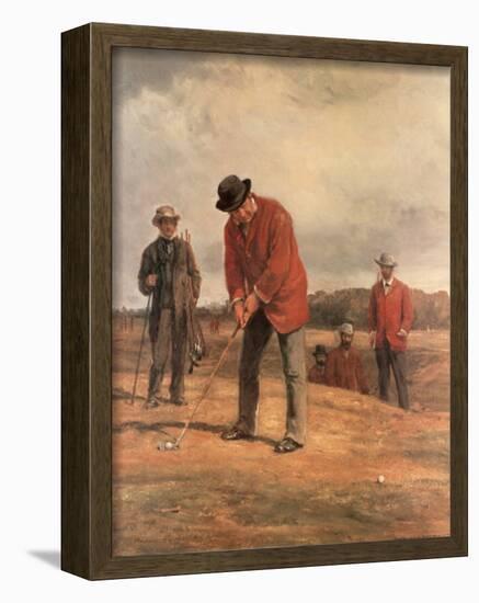 Boys Playing Golf on Hill (Painting) Sport Art Print Poster-null-Framed Poster