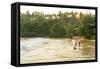 Boys playing in surf, Mirrisa beach, South coast, Sri Lanka-Peter Adams-Framed Stretched Canvas