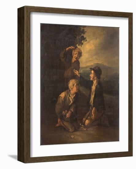 Boys Playing Knuckle Bones-Thomas Barker-Framed Giclee Print