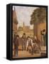 Boys Playing Outside a Church-null-Framed Stretched Canvas