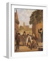 Boys Playing Outside a Church-null-Framed Giclee Print