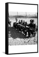 Boys Read School Books-Dorothea Lange-Framed Stretched Canvas