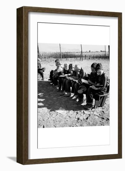 Boys Read School Books-Dorothea Lange-Framed Art Print