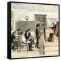 Boys Reading in a Classroom at an American School. 19Th Century Colour Engraving.-null-Framed Stretched Canvas