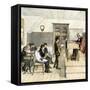 Boys Reading in a Classroom at an American School. 19Th Century Colour Engraving.-null-Framed Stretched Canvas