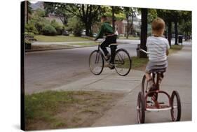 Boys Riding their Bike and Tricycle-William P. Gottlieb-Stretched Canvas