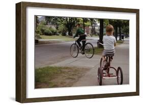 Boys Riding their Bike and Tricycle-William P^ Gottlieb-Framed Photographic Print