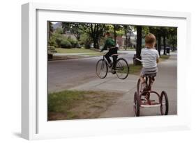 Boys Riding their Bike and Tricycle-William P. Gottlieb-Framed Photographic Print