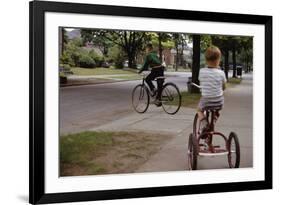 Boys Riding their Bike and Tricycle-William P. Gottlieb-Framed Photographic Print