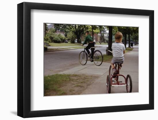 Boys Riding their Bike and Tricycle-William P. Gottlieb-Framed Photographic Print