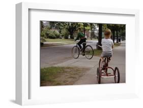 Boys Riding their Bike and Tricycle-William P. Gottlieb-Framed Photographic Print