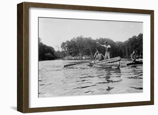 Boys Salmon Fishing in Canoe Photograph - Alaska-Lantern Press-Framed Art Print