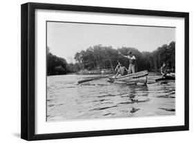 Boys Salmon Fishing in Canoe Photograph - Alaska-Lantern Press-Framed Art Print