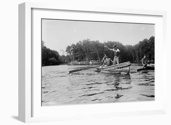 Boys Salmon Fishing in Canoe Photograph - Alaska-Lantern Press-Framed Art Print