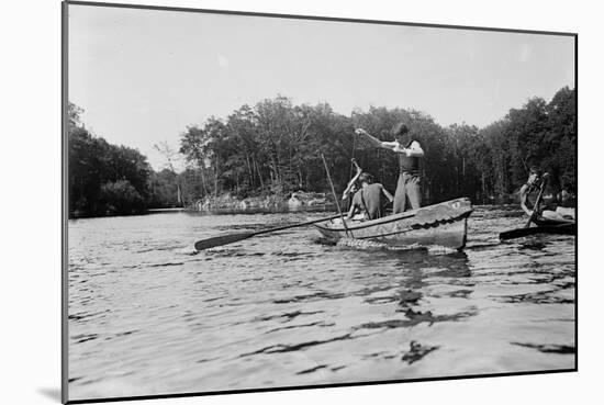 Boys Salmon Fishing in Canoe Photograph - Alaska-Lantern Press-Mounted Art Print