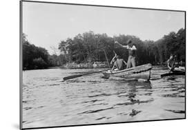 Boys Salmon Fishing in Canoe Photograph - Alaska-Lantern Press-Mounted Art Print