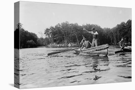 Boys Salmon Fishing in Canoe Photograph - Alaska-Lantern Press-Stretched Canvas