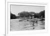 Boys Salmon Fishing in Canoe Photograph - Alaska-Lantern Press-Framed Premium Giclee Print