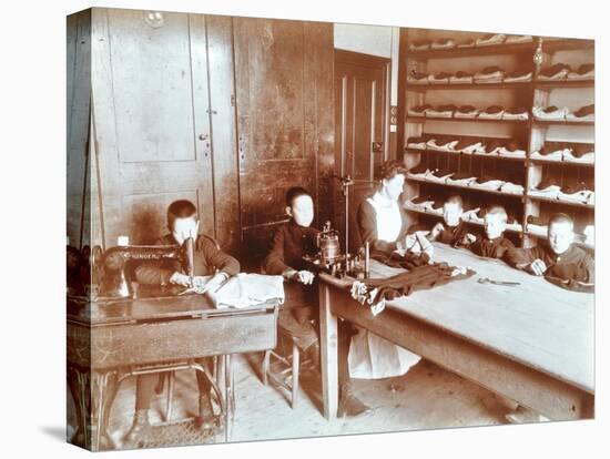 Boys Sewing at the Boys Home Industrial School, London, 1900-null-Stretched Canvas