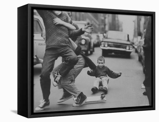 Boys Skateboarding in the Streets-Bill Eppridge-Framed Stretched Canvas