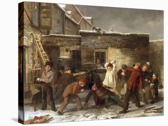 Boys Snowballing, 1853-William Henry Knight-Stretched Canvas