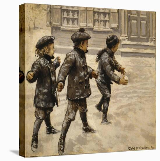 Boys Snowballs-Vintage Apple Collection-Stretched Canvas