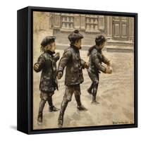 Boys Snowballs-Vintage Apple Collection-Framed Stretched Canvas