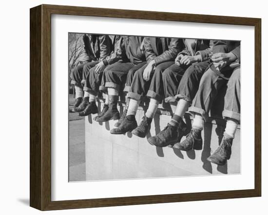 Boys Sporting Their Latest Fad of Wearing G.I. Shoes Which They Call "My Old Lady's Army Shoes"-Alfred Eisenstaedt-Framed Photographic Print