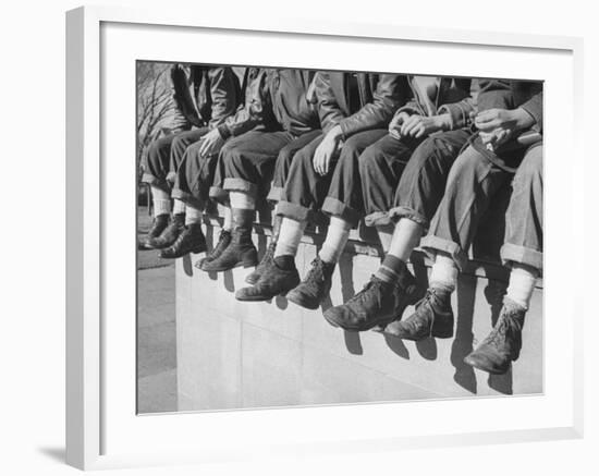 Boys Sporting Their Latest Fad of Wearing G.I. Shoes Which They Call "My Old Lady's Army Shoes"-Alfred Eisenstaedt-Framed Photographic Print