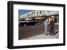 Boys Standing Alongside Strip Mall Parking Lot-William P. Gottlieb-Framed Photographic Print