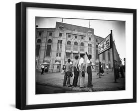 Boys Staring at Yankee Stadium-null-Framed Premium Photographic Print