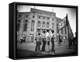 Boys Staring at Yankee Stadium-null-Framed Stretched Canvas