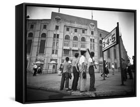 Boys Staring at Yankee Stadium-null-Framed Stretched Canvas