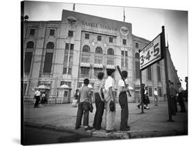 Boys Staring at Yankee Stadium-null-Stretched Canvas