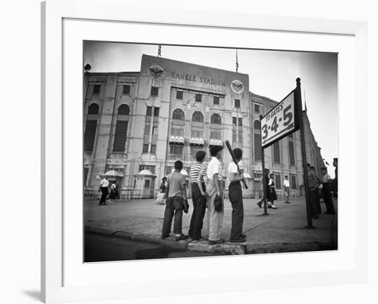 Boys Staring at Yankee Stadium-null-Framed Photographic Print