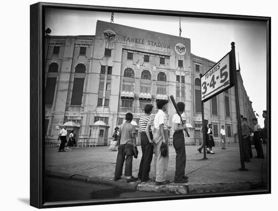 Boys Staring at Yankee Stadium-null-Framed Photographic Print