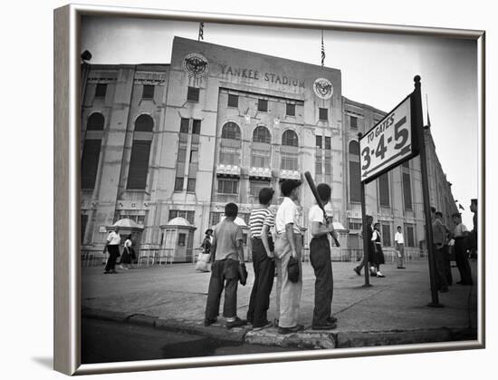 Boys Staring at Yankee Stadium-null-Framed Photographic Print